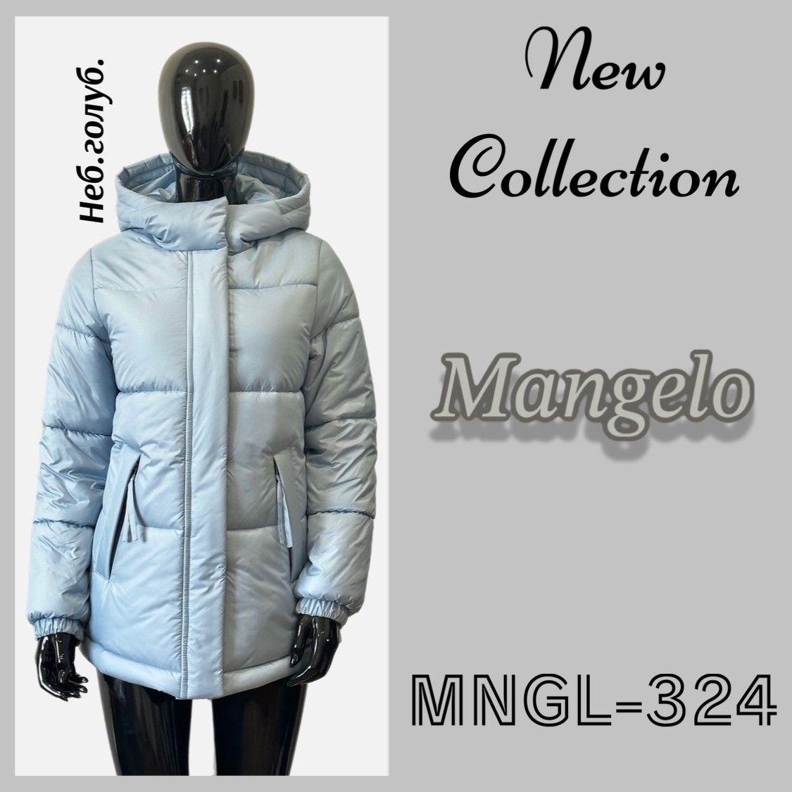 Зимова блакитна жіноча коротка тепла куртка пуховик з капюшоном, фото 1