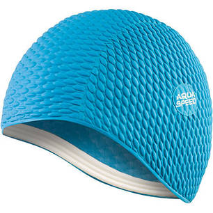 Шапочка для басейну силіконова синя Aqua Speed BOMBASTIC, фото 1