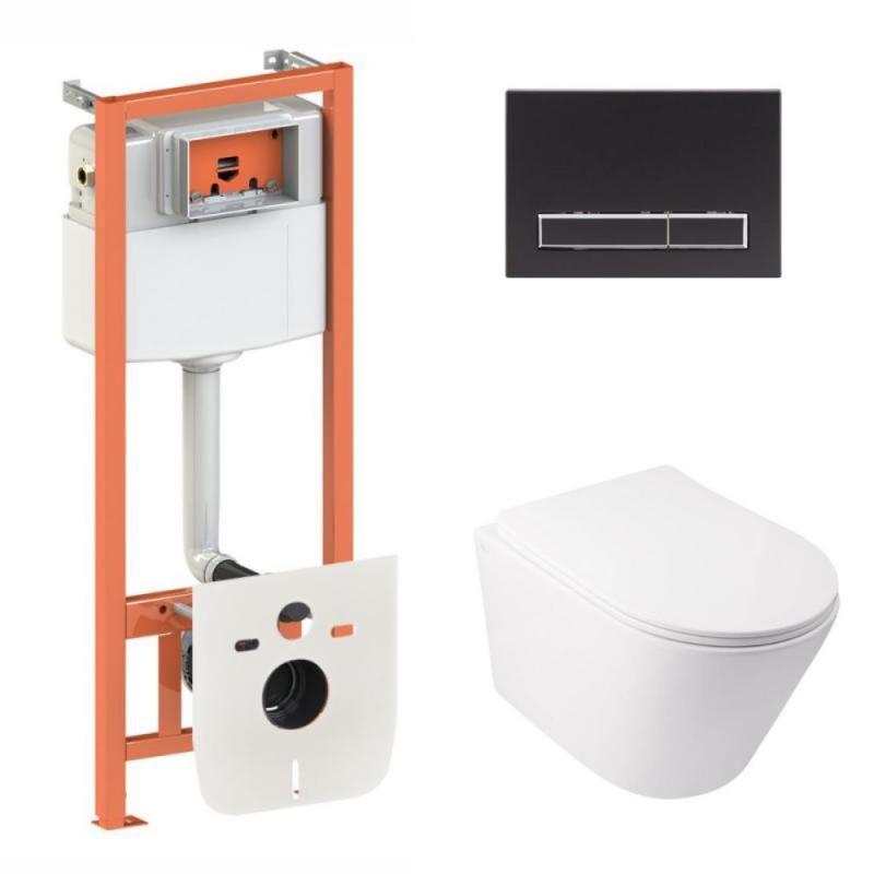 Готове рішення Qtap для ванної кімнати: підвісний унітаз Swan Ultra Quiet 485x360x320 + комплект інсталяції Nest 4 в 1 (лінійна, фото 1