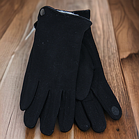 Перчатки мужские трикотажные на меху кролика с кнопкой зима размер L-XL черный