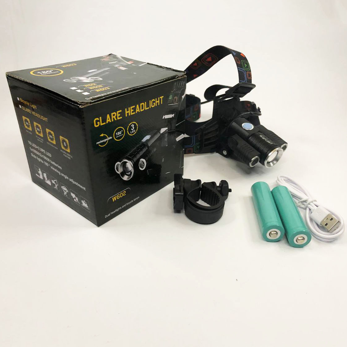 Налобний акумуляторний ліхтар на голову W602-T6-2XPE Bike, Налобний ліхтар з акумулятором BW-71, фото 1