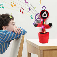 Интерактивная детская игрушка танцующий кактус Игра в кальмара поет танцует светится KT-488 на аккумуляторе