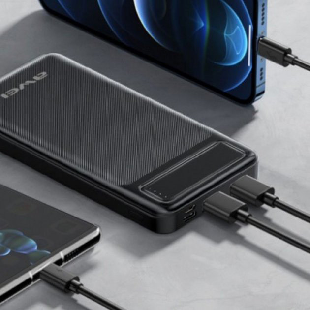 Power Bank Awei P5K 10000 mah Портативне зарядне УМБ YI-397 2xUSB чорний, фото 1