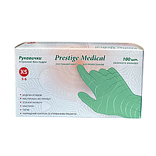 Зелені нітрилові рукавички Prestige Medical без пудри (Green) XS, 50 пар