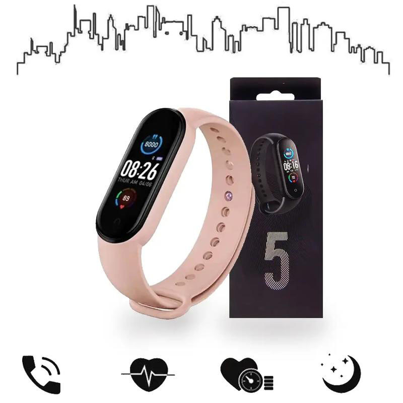Smart band m5 рожеві | Смарт годинник для чоловіків | Смарт годинник наручний чоловічий | Розумний QT-900 годинник здоров'я