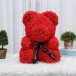 Кращий подарунок: ведмедик з штучних 3D троянд 25 см. GB-351 Колір: червоний