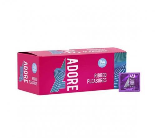 Ребристі презервативи Pasante Adore Ribbed Pleasure, 144 шт Кітті