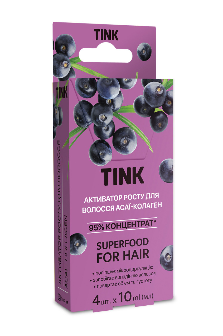 Концентрований активатор росту TINK для волосся Асаї — Колаген 40 мл