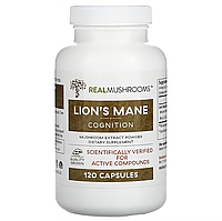 Real Mushrooms, ежовик гребенчатый, поддержка когнитивных функций, 120 капсул