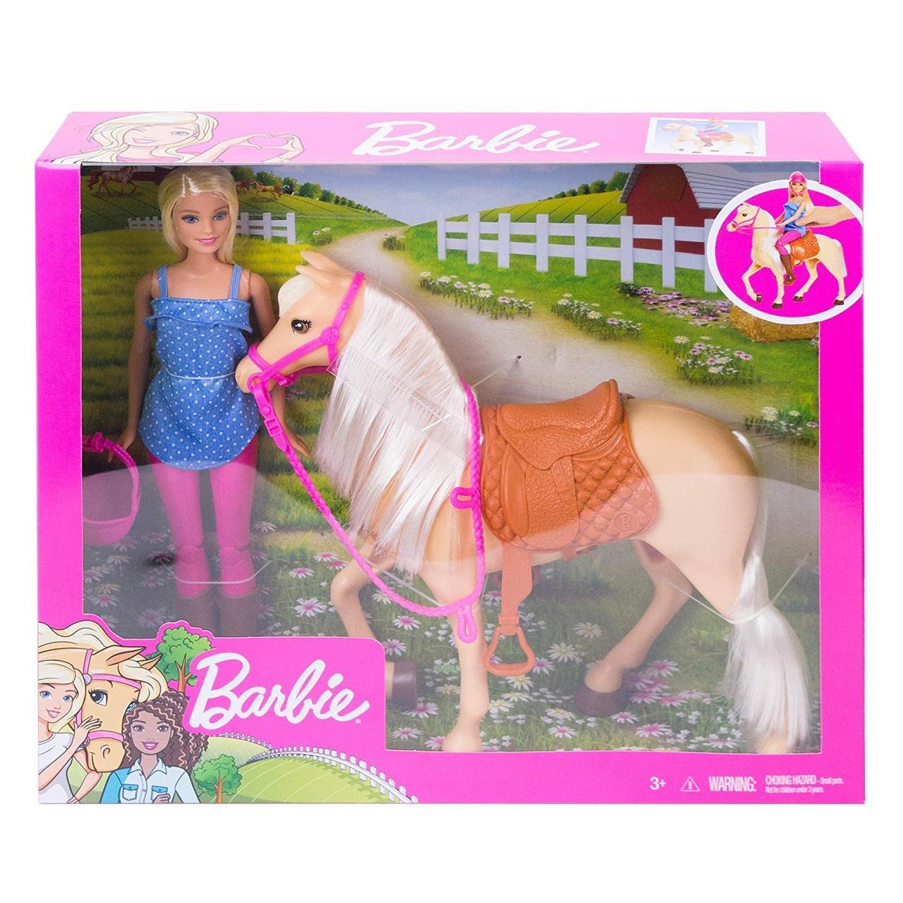 УЦІНКА (Примʼята коробка) Ігровий набір Барбі з Конячкою Barbie Doll & Horse Blonde