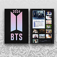 Календарь настенный перекидной BTS 2024 Black А4