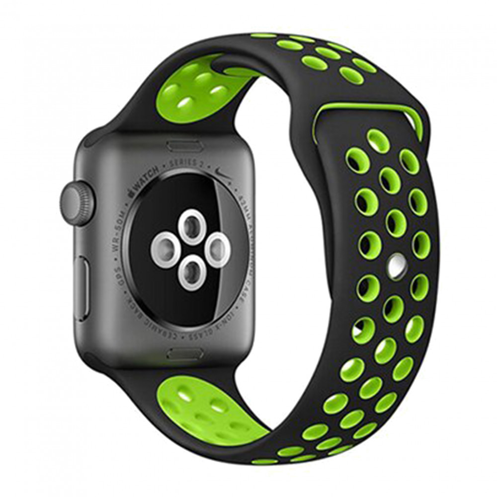 Ремінець Sport Nike Apple Watch 38 mm 40 mm 41 mm — Black & Green, фото 1