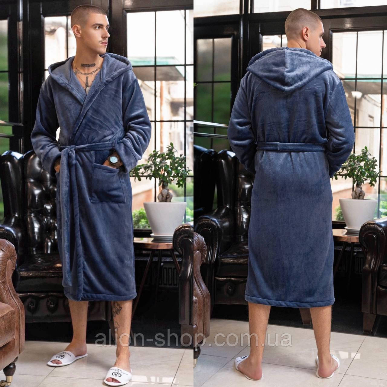 Чоловічий дуже теплий халат новинка 2024 54\56, графіт, фото 1