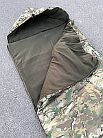 Спальный мешок тёплый зимний военный армейский с синтепоном и флисом до -25. Мультикам
