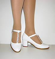 Свадебные белые матовые туфли ремешок размер 39 41