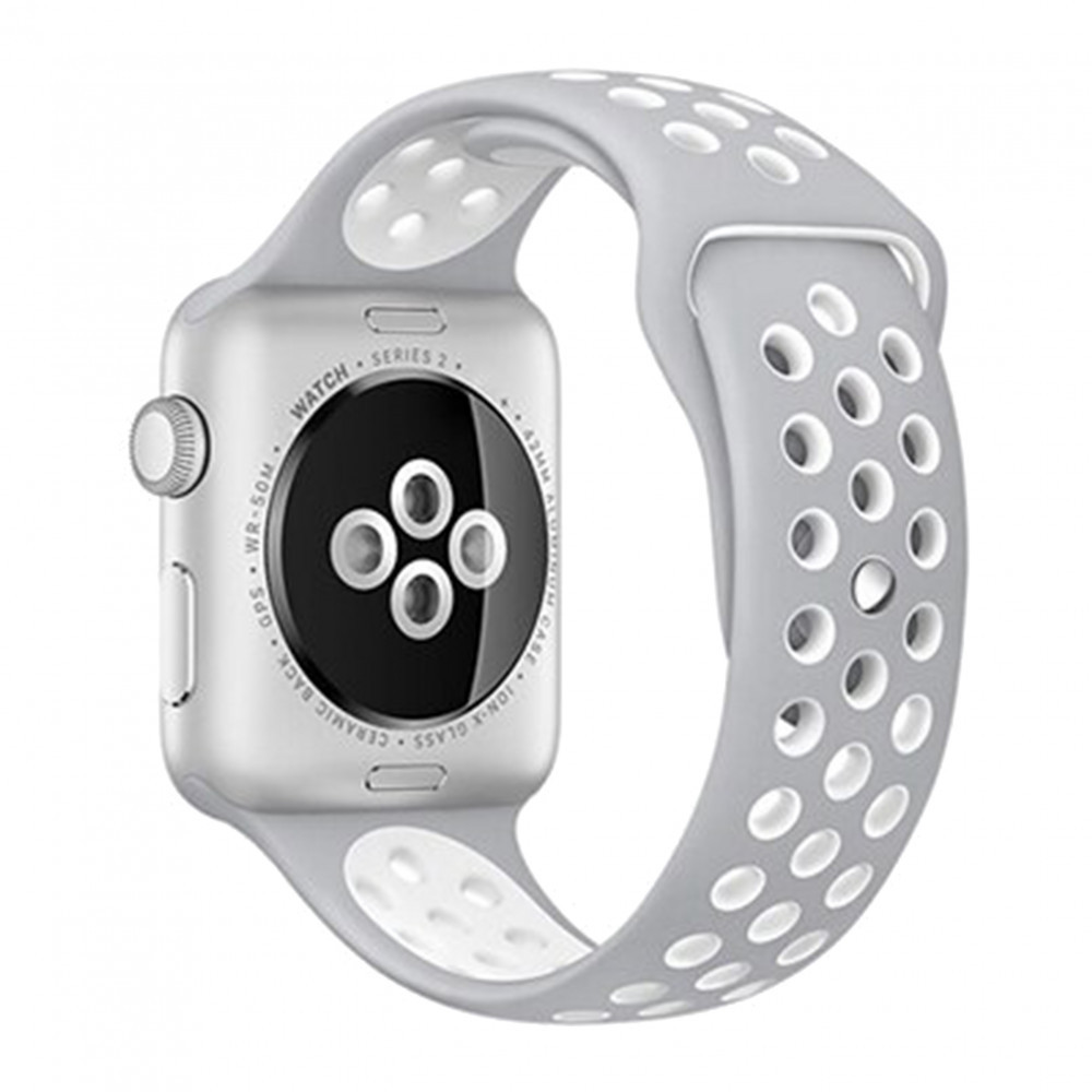 Ремінець Sport Nike Apple Watch 38 mm 40 mm 41 mm — Gray & White, фото 1