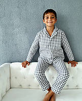 Стильна дитяча піжама в клітинку тепла фланелева піжама для хлопчика