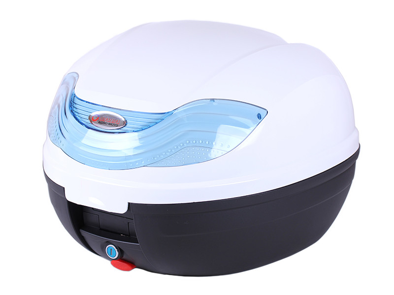 Кофр (багажник) для мотоцикла задній ТАТА YM-0815P (V-32L) 43×41×32 білий з чорним, фото 1