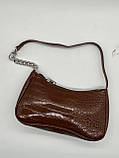 Жіноча сумка багет рептилія 047 коричнева, фото 4