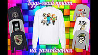 Зимний белый мужской свитшот с DTF принтом персонажей Майнкрафт мужской свитер майнкрафт