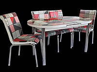 Комплект: стол раздвижной обеденный MB-506 RED PATCH , кухонный стол и 4 стула.