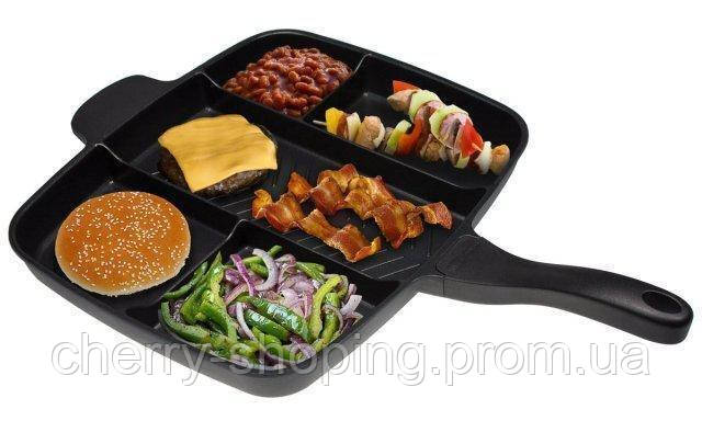 Сковородка универсальная чудо-гриль с антипригарным покрытием на 5 отделов Magic pan порционная инновационная - фото 7 - id-p1978687307