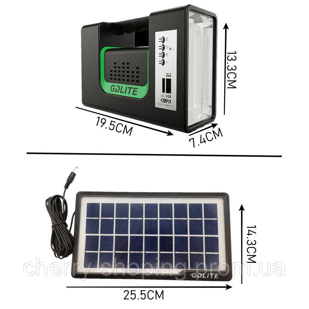 Портативная cолнечная автономная система GDLITE 10 GD-8017 панель походный фонарь радио повербанк аккумулятор - фото 8 - id-p1978687357