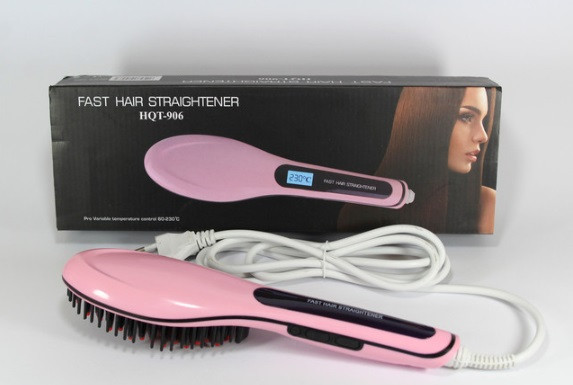 Електричний гребінець випрямляч Fast hair straightener HQT-906, Круглий гребінець для укладання. Shop UA