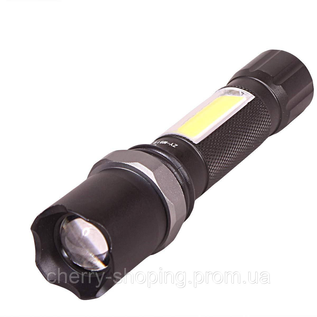 Ручной карманный фонарь аккумуляторный светодиодный тактический фонарик M919 c зумом i - фото 2 - id-p1978687405