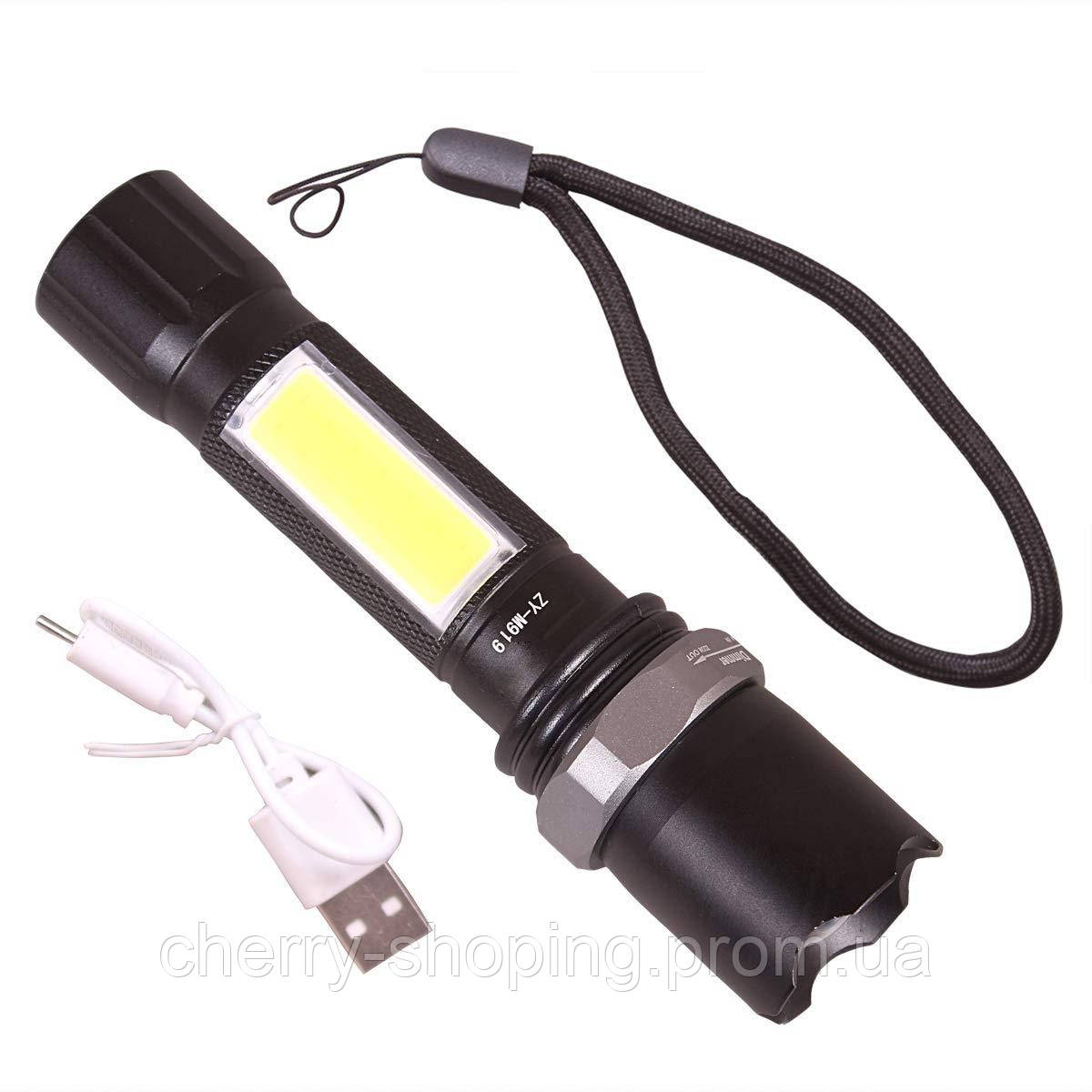 Ручной карманный фонарь аккумуляторный светодиодный тактический фонарик M919 c зумом i - фото 4 - id-p1978687405