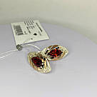 Срібні сережки з червоним каменем Карамель, фото 2