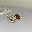 Срібні сережки з червоним каменем Карамель, фото 3