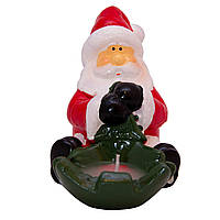Подсвечник - Дед Мороз со свечкой, 10,5x7x9 см, красный с зеленым, керамика (441648)