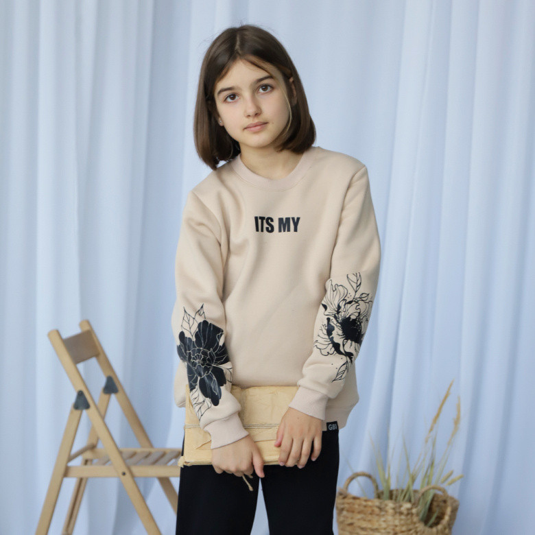 Підлітковий світшот для дівчини "ts my" Gbi Teens Бежевий р.140 (13768)