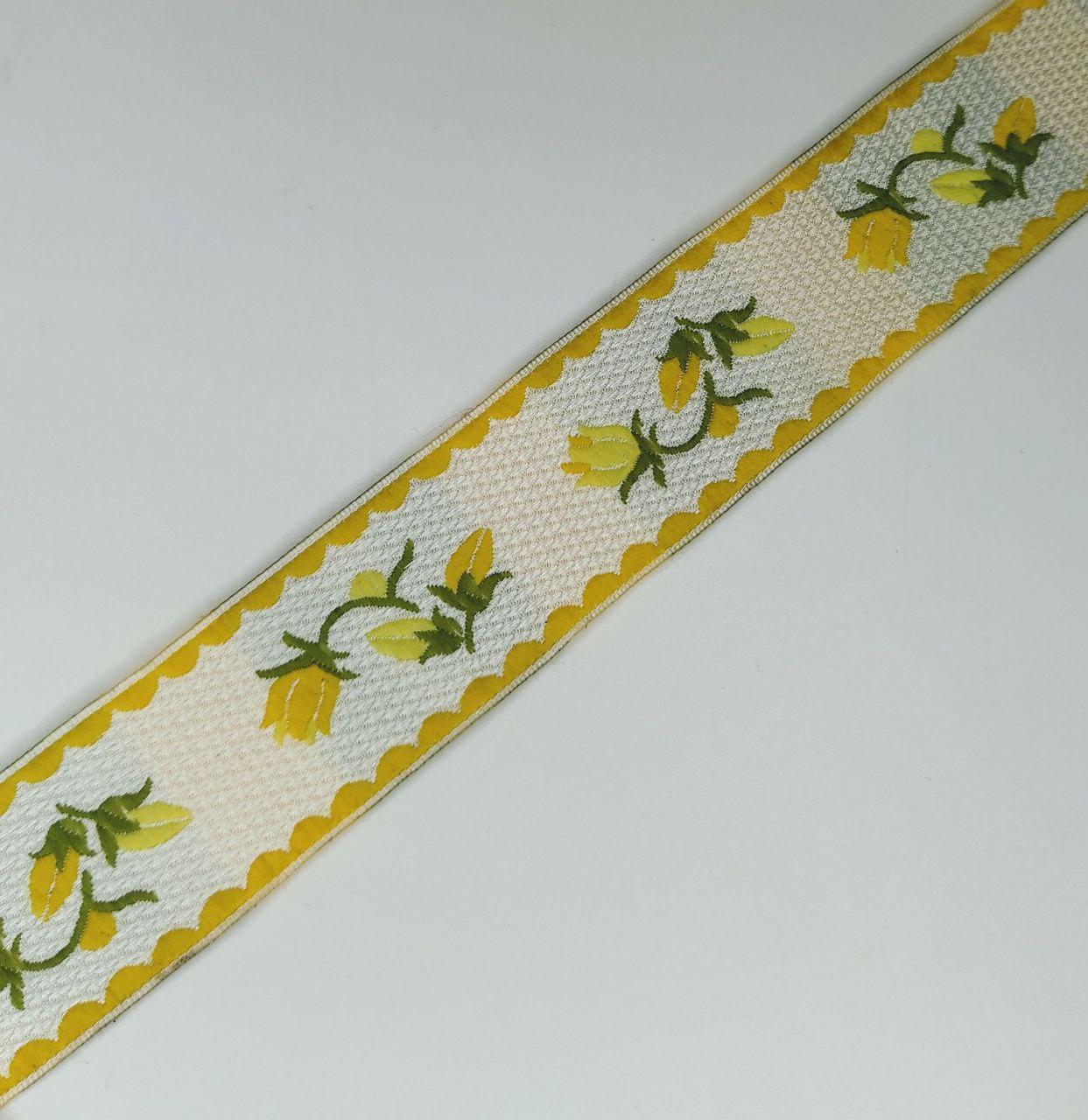Тасьма жакард 30мм з орнаментом жовте, фото 1