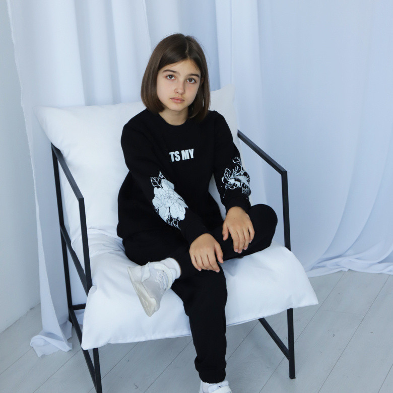 Підлітковий світшот для дівчини "ts my" Gbi Teens Чорний р.140 (13768)