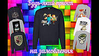 Зимний черный мужской свитшот с DTF принтом персонажей Майнкрафт мужской свитер майнкрафт