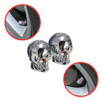 Ковпачки хромований череп на ніпель авто вело мото, шредер (schrader) 2 шт.