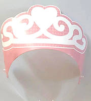 Корона картонна тіара на обідку рожева