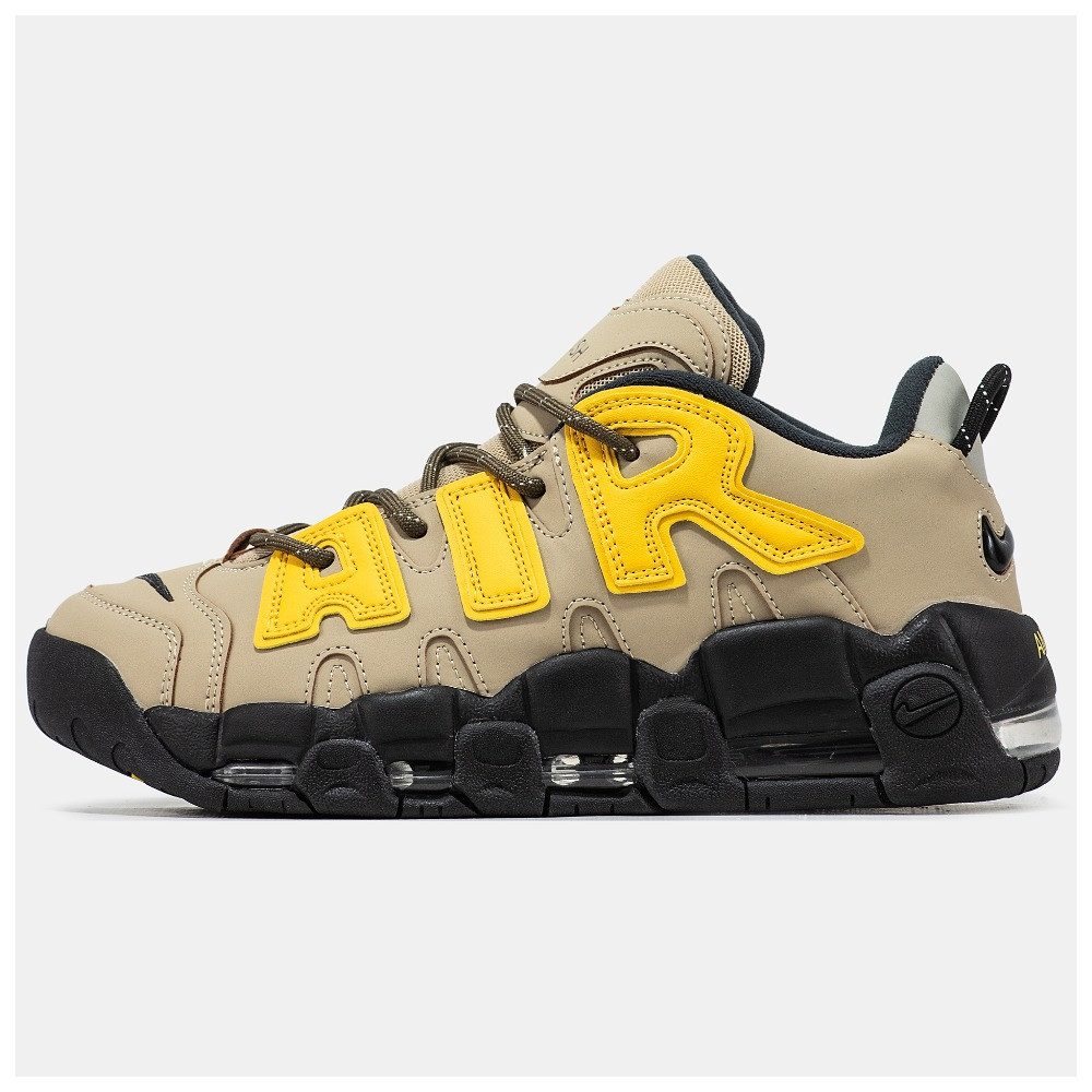 Чоловічі кросівки Nike Air More Uptempo x AMBUSH Beige, бежеві шкіряні кросівки найк аір море аптемпо амбуш аїр