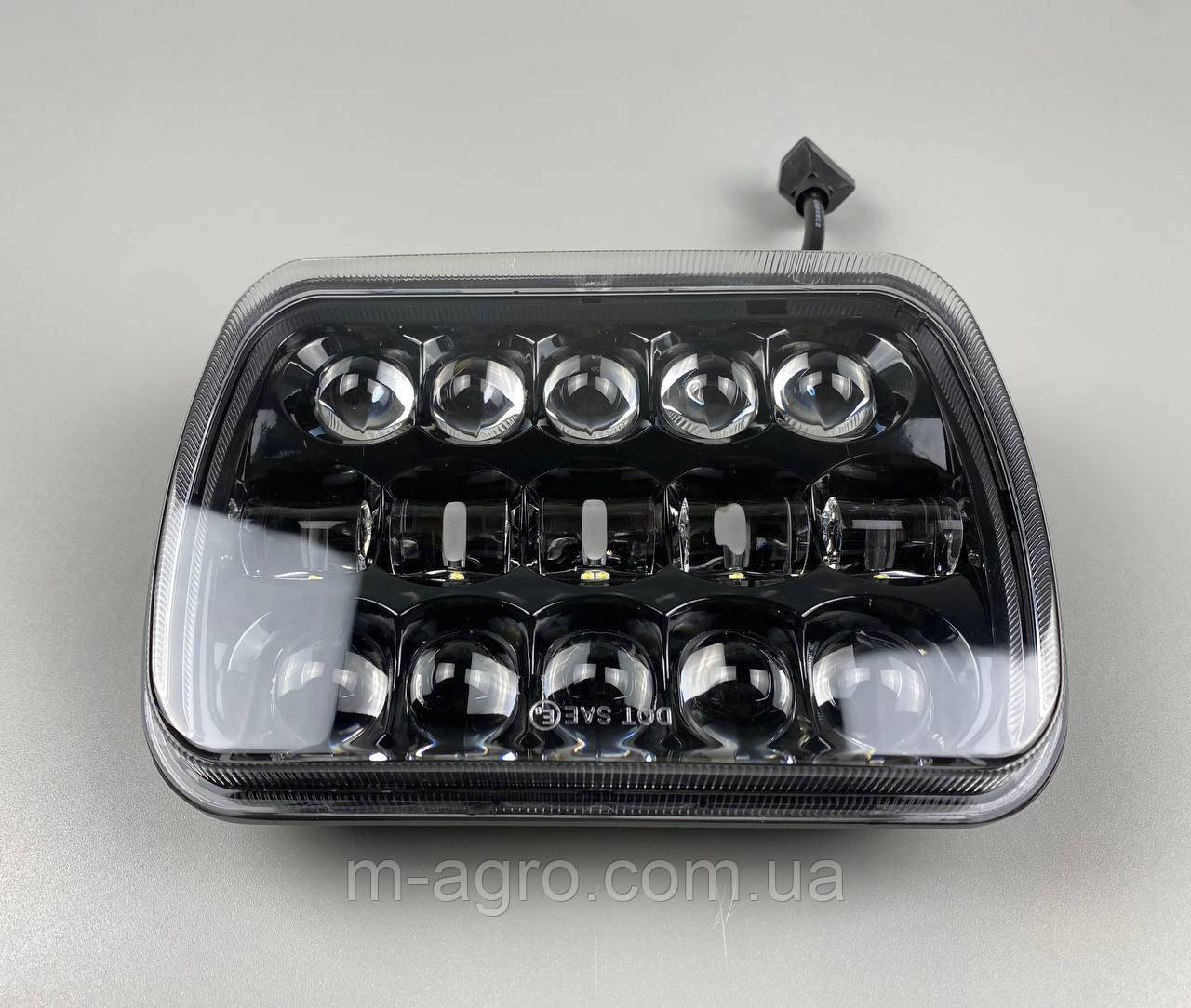 Фара LED прямокутна 95W (елемент оптичний) (ближній + дальній) (5500lm-дальний 3600lm-ближній) (200мм х 140мм х 50мм)