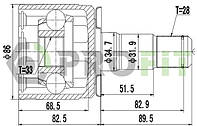 ШРУС Mitsubishi PAJERO SPORT 98-. L200 05-15 ВНУТР.