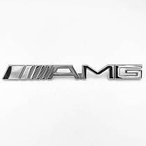 Емблема решітки радіатора AMG Mercedes-Benz (Мерседес) Хром 15,5 х 1,7 см, фото 3