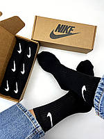 Подарочный набор Высокие мужские в крафт боксе Nike/найк - чорні коробке 6 пар носков