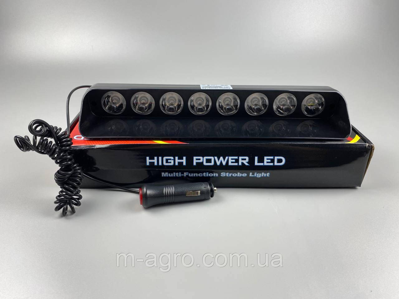Маячок проблисковий S8-A (стробоскоп) 9-80V (8 led діодів) синій + червоний спалах (під скло)