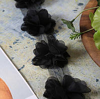 Шифоновые цветы для украшений, декора одежды, 5 см черного цвета, цена за 1 шт!