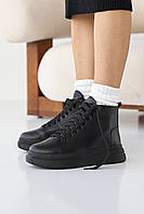 Жіночі черевики шкіряні зимові чорні Udg 24171/1А