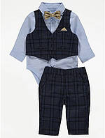 Костюм набор праздничный рубашка-боди, брюки, жилет и галстук-бабочка для мальчика George 86/92