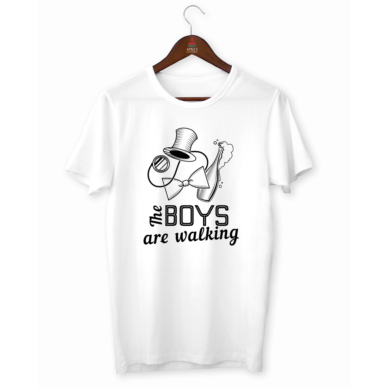 Футболка біла з принтом для хлопчика "The boys are walking. Парники гуляють. Мальчишник " Push IT