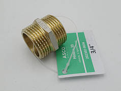 Ніпель 3/4" ЗЗ з проточкою латунний різьбовий фітинг для водопровідних труб Asco®